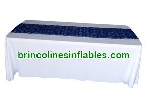 Manteles Para Mesas Rectangulares de Fiestas (Blanco y Rosas Azules)