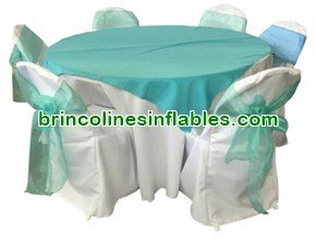 Manteles y Cubresillas Para Bodas (Blanco y Cerceta)